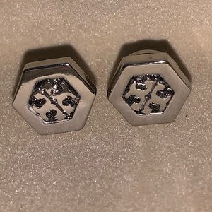 Tory Burch silver Logo Stud earrings